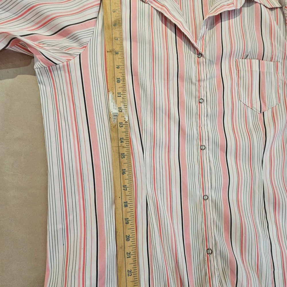 Real Clothing Co‎ Women's Striped Button Down Shirt Pink Black White 2X - Picture 5 of 6